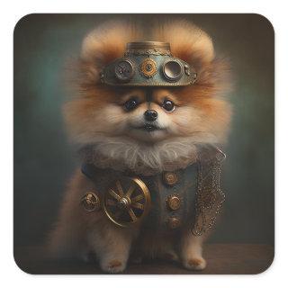 Steampunk Pomeranian Square Sticker