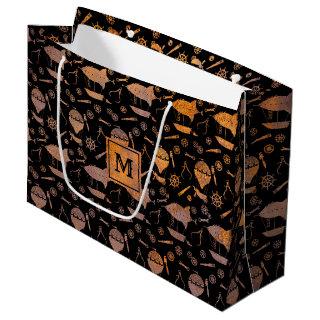 Steampunk Rusty Airships Monogram Block Large Gift Bag