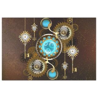Steampunk Rusty Background with Turquoise Lenses Tissue Paper