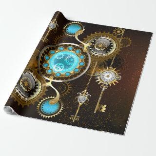 Steampunk Rusty Background with Turquoise Lenses