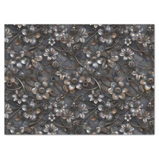 Steampunk Rusty Metal Flower Pattern for Decoupage Tissue Paper