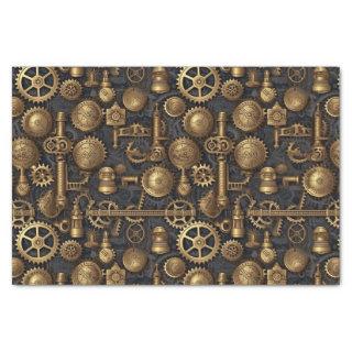 Steampunk screws and gears pattern tissue paper