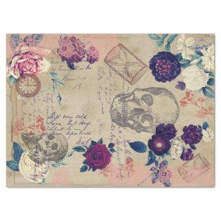 Steampunk Skull and Roses Tissue Paper