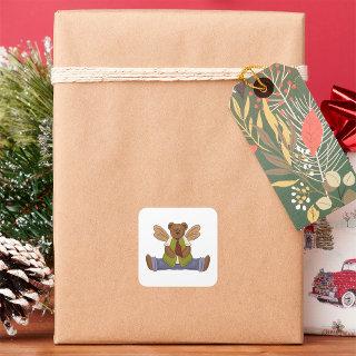 Steampunk Teddy Bear with Fairy Wings  Square Sticker
