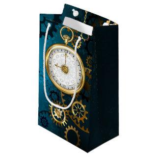 Steampunk turquoise Background with Gears Small Gift Bag