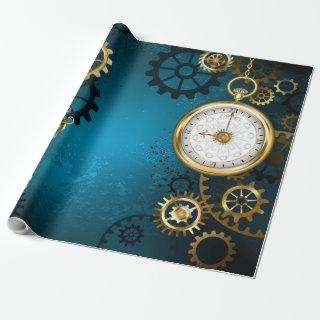 Steampunk turquoise Background with Gears