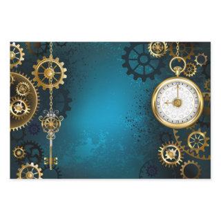 Steampunk turquoise Background with Gears  Sheets