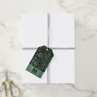Steampunk Verdigris Bronze Gears Custom Monogram Gift Tags
