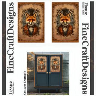 Steampunk Victorian Elegant Fox A4LR Decoupage Tissue Paper