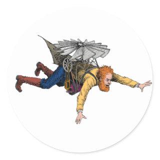 Steampunk Vintage Flying Machine Classic Round Sticker