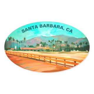 Stearns Wharf - Santa Barbara, CA Oval Sticker