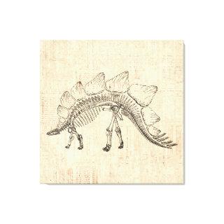 Stegosaurus Dinosaur Skeleton Vintage Script Paper Canvas Print