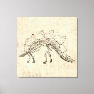 Stegosaurus Dinosaur Skeleton Vintage Script Paper Canvas Print