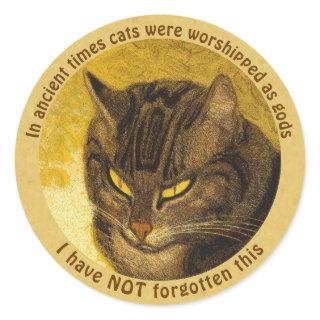 Steinlen Grumpy cat head quote Cat on a balustrade Classic Round Sticker