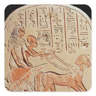 Stela depicting a scribe driving a chariot square sticker