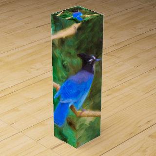 Steller's Jay Painting - Original Bird Art Wine Box
