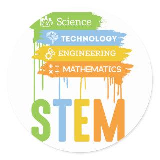 STEM Science Technology Engineering Math School Classic Round Sticker