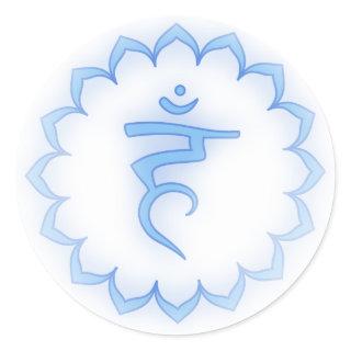 "Stenciled" Throat Chakra - Light Blue Classic Round Sticker