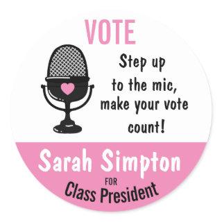 Step Up to the Mic – Make Your Vote Count! Event  Classic Round Sticker