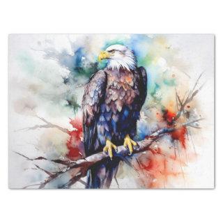 Stern Bald Eagle on Tree Branch Tissue Paper