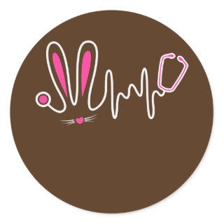 Stethoscope Easter Bunny Nurse Doctor Egg Ears Classic Round Sticker