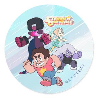 Steven Universe | Crystal Gem Group Action Classic Round Sticker