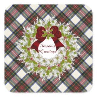 Stewart Dress Modern Original Scottish Tartan Square Sticker