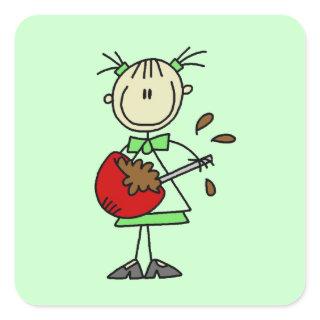 Stick Figure Baker Mixing Batter Square Sticker