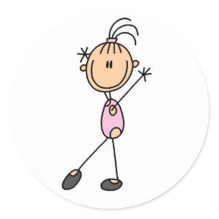 Stick Figure Girl Gymnast in Pink Stickers