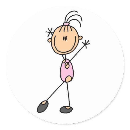 Stick Figure Girl Gymnast in Pink Stickers