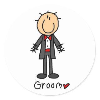 Stick Figure Groom T-shirts and Gifts Classic Round Sticker