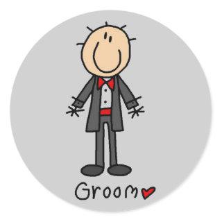 Stick Figure Groom T-shirts and Gifts Classic Round Sticker