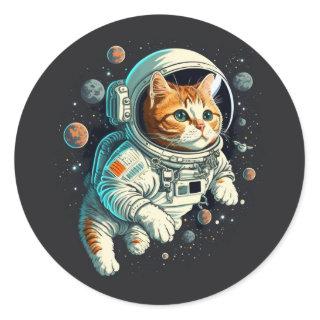 Sticker Astrocat : a cute cat astronaut in space