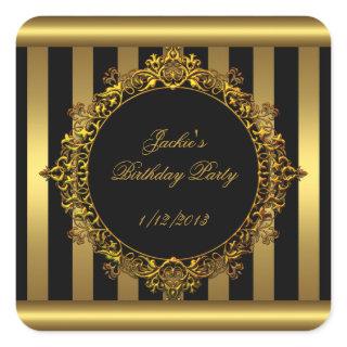 Sticker Gold Black Stripe Birthday Party