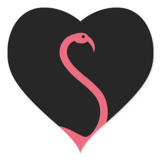 Sticker Retro Stationery Pink Flamingo Black Heart
