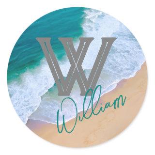 sticker surfer ocean wave surf design monogram