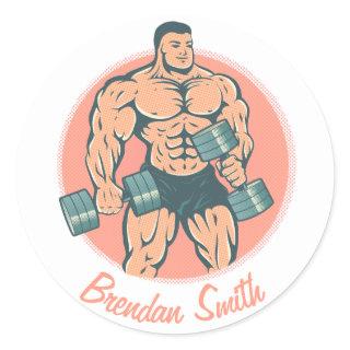 Sticker wiith bodybuilder and your name