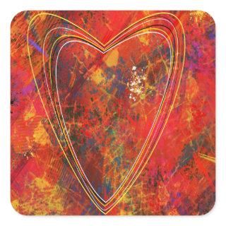 Sticker with a flaming heart