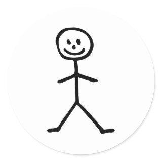 Stickman man classic round sticker