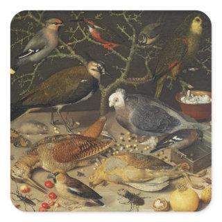 Still Life of Birds and Insects, 1637 Square Sticker
