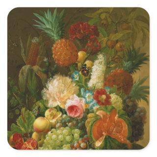 Still Life with a Melon and Grapes Square Sticker