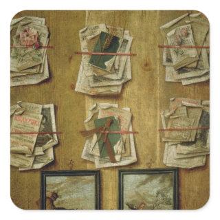 Still Life with Book Sheets and Pictures, 1783 Square Sticker