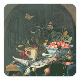 Still Life with Fish Platter Square Sticker
