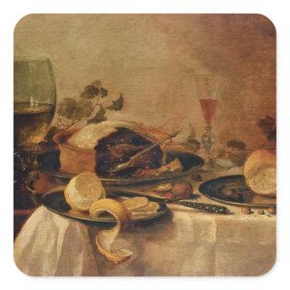 Still Life with Fruit Pie, 1635 Square Sticker