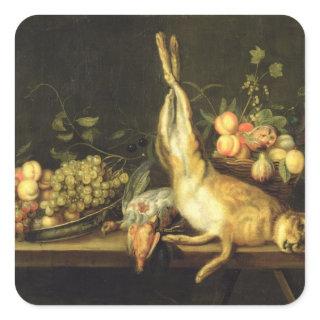 Still Life with Game and Fruit Square Sticker