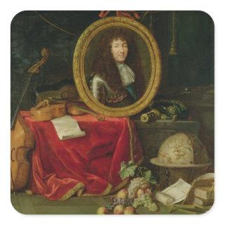 Still life with portrait of King Louis Square Sticker
