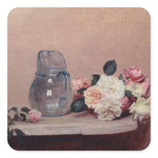 Still Life with Roses, 1889 (oil on canvas) Square Sticker