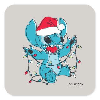 Stitch | Christmas Lights Square Sticker