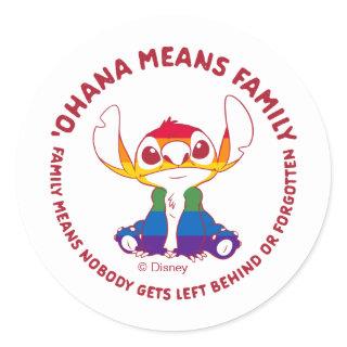 Stitch | Ohana Means Family - Rainbow Classic Round Sticker