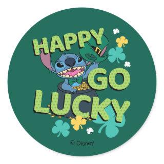 Stitch | St. Patrick's Day - Happy Go Lucky Classic Round Sticker